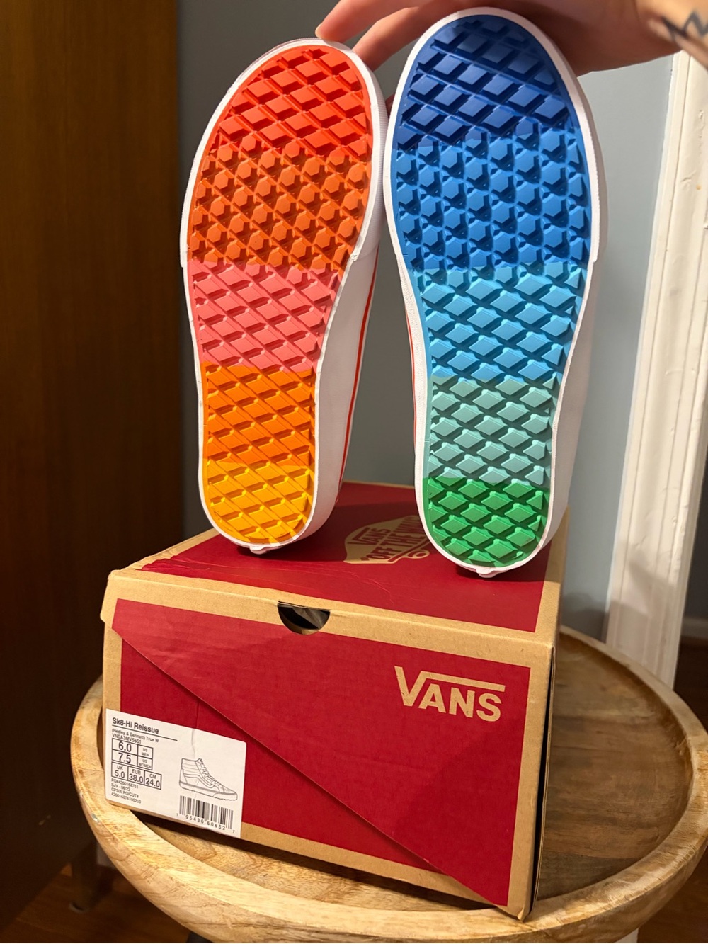 Vans x Hedley & Bennett Made For The Makers Sk8-Hi Rainbow Soled White High Tops